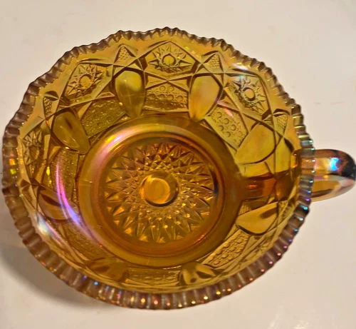 LE Smith "Heritage Quintec" Carnival Marigold Nappy Bowl w/Sawtooth Edge