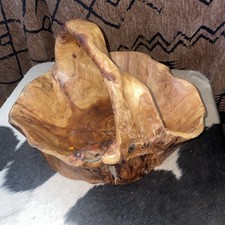 Vintage Hand Carved Burl Wood Bowl/Basket 12x12x9
