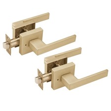 2 Pack Gold Door Handles Interior with Push Lock, Heavy Duty Privacy Door Kno...