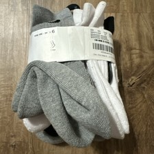 Nike Kids' 6-Pairs Cushioned Crew Socks Size: 5-7, Black White Gray Dri Fit New