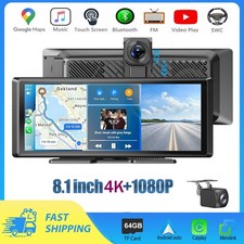 8.1" 4K Car Portable Wireless Apple CarPlay Android Auto Touch Screen Radio 64G