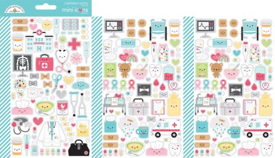 3 Pack Doodlebug Mini Cardstock Stickers-Icons, Happy Healing 5A0023D8-1G6FJ