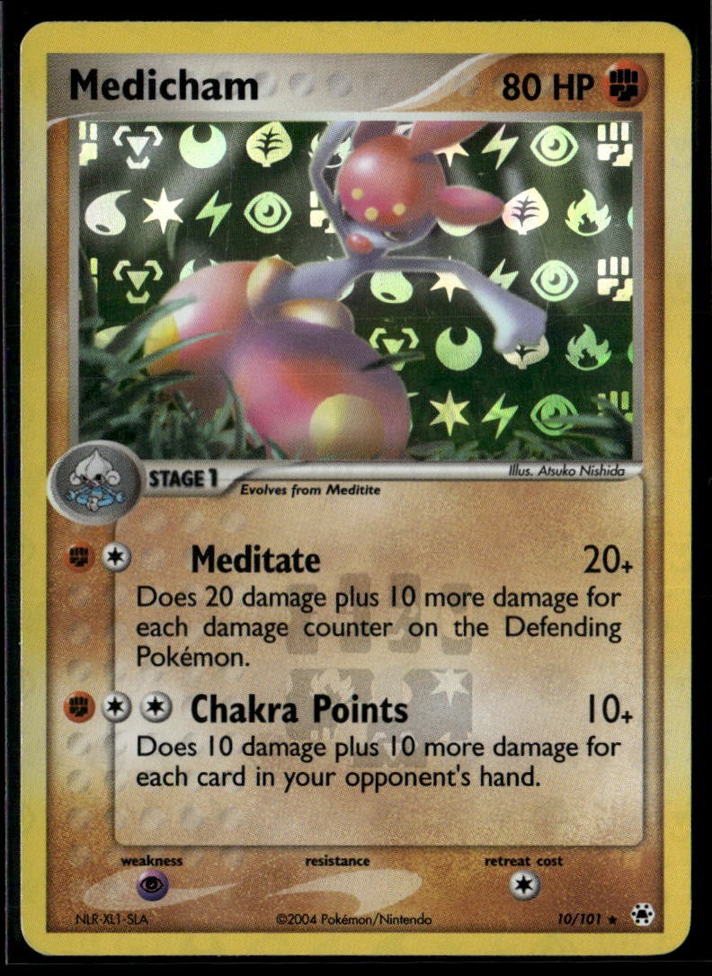 Medicham 10/101 Holo Rare Hidden Legends Pokemon Reverse Holo Lightly Played