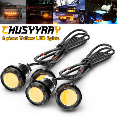 4x Yellow DC 12V Eagle Eye LED Daytime Running DRL Backup Light Car Rock Lamp
