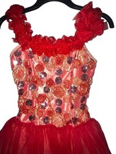 Curtain Call Dance Costume Outfit Tulle Ballet TuTu Womens Adult S Red Sequin