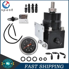 Adjustable Fuel Pressure Regulator Kit 100psi Guage AN6 Fitting Black Universal