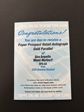 2026 BOWMAN BASEBALL NEW PAPER PROSPECT GOLD AUTO AIVA ARQUETTE REDEMPTION/50