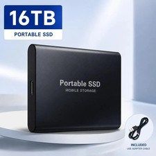 16TB External SSD Portable Hard Drive USB 3.0 Type-C Fast Storage Plug Play