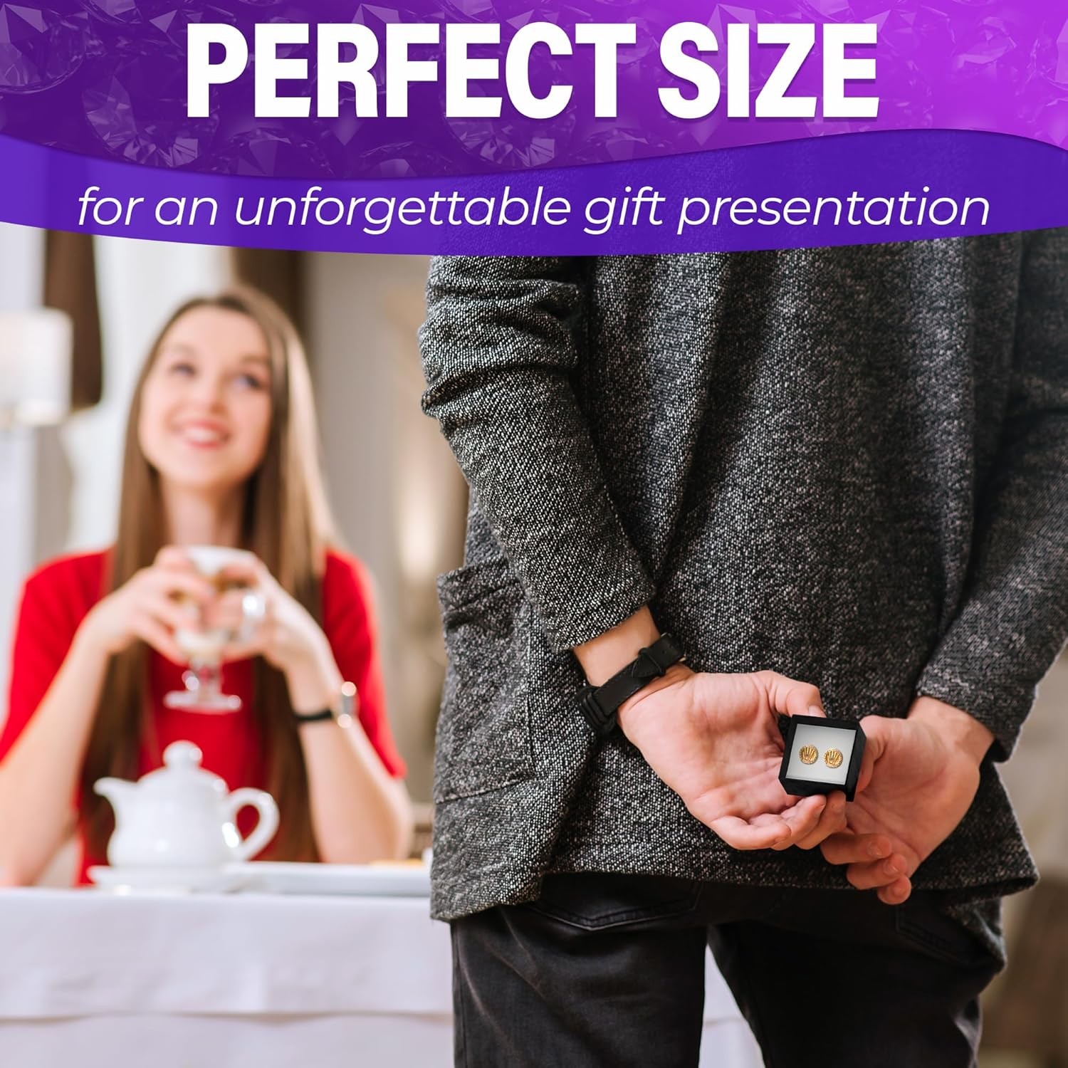 KETAR Ring Boxes Bulk Pack 24 Pcs – Small Box, 1.57x1.57'', Black 