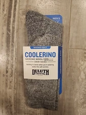 Duluth Trading Coolerino Merino Wool CoolMax Socks Mens XL 13-15 Gray Crew NEW
