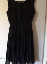 Pussycat London Black Sleeveless Evening Dress With Pleated Skirt Size 10