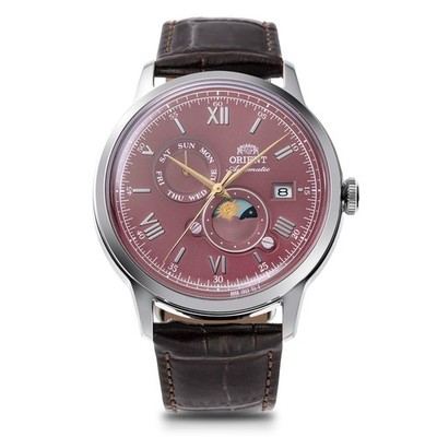 Orient Bambino RN-AK0807R SUN & MOON Red Dial Automatic Mechanical Men Watch NEW