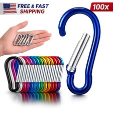 100PCS Carabiner Keychain Clip Aluminum Snap Hook Key Ring Camping Outdoor
