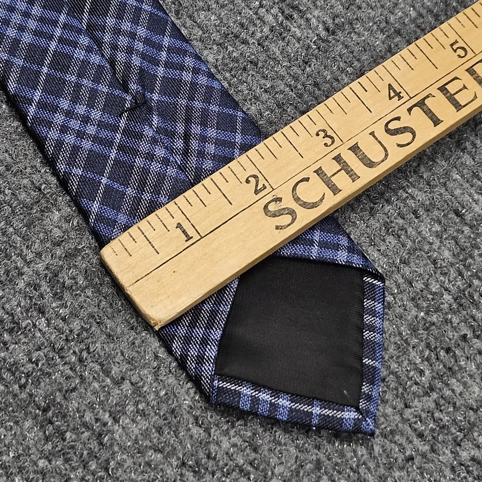 Corbata delgada Bar III azul gris a cuadros 2,25" de ancho moderna clásica de negocios Foto 3 de 4