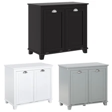 HOMCOM Laundry 2-Section Baskets Combined with Ample Counter Storage Space