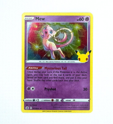Pokemon Mew 011/025 - Celebrations 25th Anniversary - Holo Very Light Play (VLP)