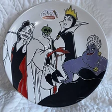 New Disney Villains Hand Painted Plate Ursula, Cruella & Wicked Queen 8.25”