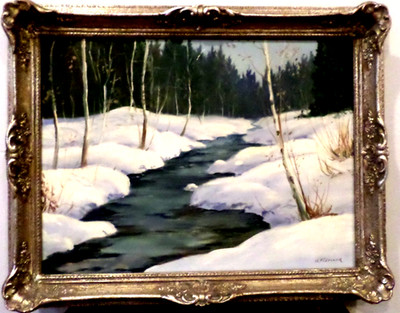 Original Oil Painting ''Winter In The Serena Gundy Park'' By G. Fletcher 1914-1987
