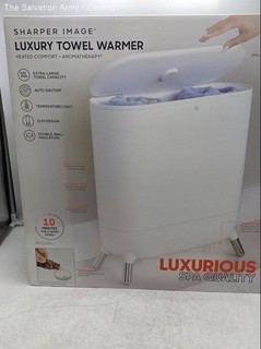 Sharper Image White Heated Aromatherapy Comfort Luxury Towel Warmer w/Box