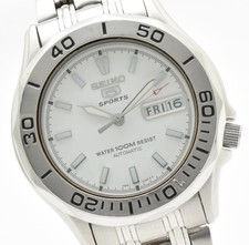Vintage   NEAR MINT  Seiko 5 Sport 7S26-01G0 Automatic White Men's Watch JAPAN