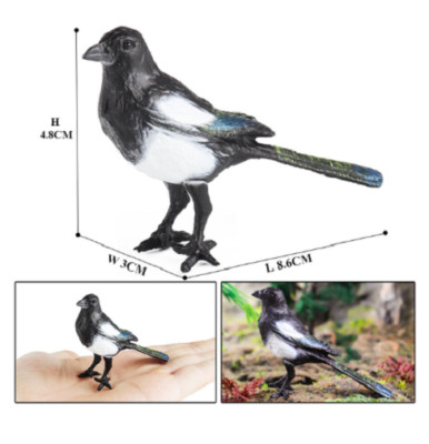 8.6cm Mini Magpie Bird PVC Toy Wild Animal Figure Doll Kids Gift