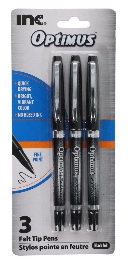 School Smart Felt Tip Pens, Water Based Ink, Fine Tip, Black, Pack