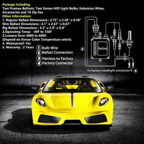 Promax 35W 55W Super Slim Xenon HID Kit Light H1 H3 H4 H7 H10 H11 H13 9006 9004 - Picture 4 of 14