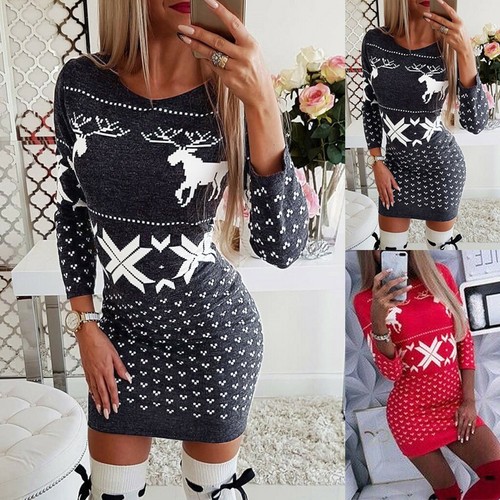 Long Sleeve Xmas Bodycorn Dress | eBay