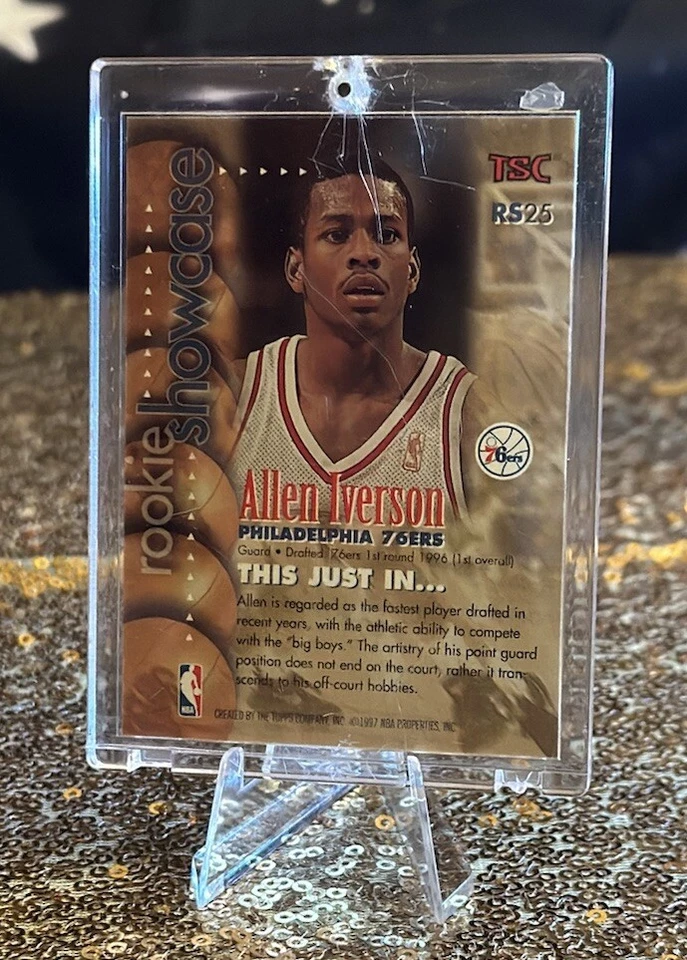 1996-97 TOPPS STADIUM ALLEN IVERSON ROOKIE SHOWCASE RS25 RC HOF 76ERS - Image 2 of 2