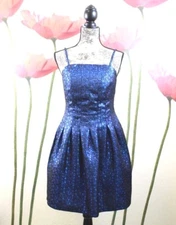 Romeo & Juliet Couture Women's Metallic Strapless Bubble Dress, Size M Blue
