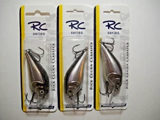 Lot of 3 LUCK E STRIKE RICK CLUNN RC3 SERIES crankbaits in CHROME BLACK color