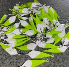 10 PACK Wacky Goofy Silly Pompano Jigs WHITE / GREEN CHARTREUSE   1/8oz to 1oz