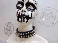 MORBID   LEATHER SPIKED UNISEX CHOKER.BLACK METAL. (MDLC0082)