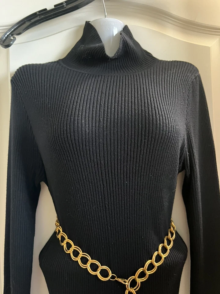 Marciano свитер платье водолазка черный размер XS с ремнем - Изображение 2 из 4