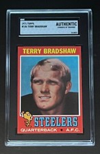 1971 Topps Football Terry Bradshaw HOF Rookie #156 SGC Authentic - Newly Graded