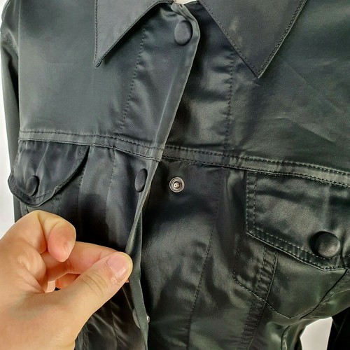 Autograph Black Satin Crop Short Collar Jacket 10 Snap Button Lightweight Eur 38 - Picture 4 of 8