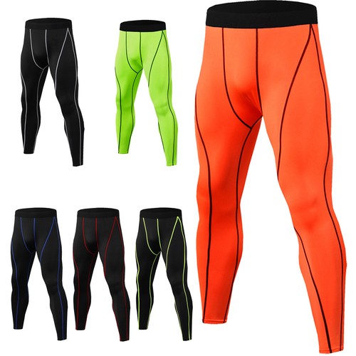 Pantaloni a compressione da uomo ad asciugatura rapida palestra sport allenamento base pantaloni leggings - Foto 1 di 35