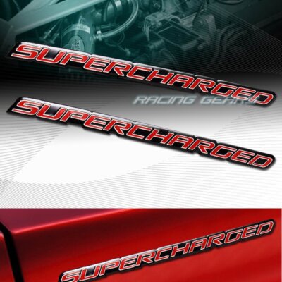 Universal Supercharger Emblem Sticker 2 Pack Supercharged Aluminum Emblem Decals - Red Letters, Black Border, Adhesive Back, Universal Fit Adhesive SC Badge Decal For Car - Foto 11