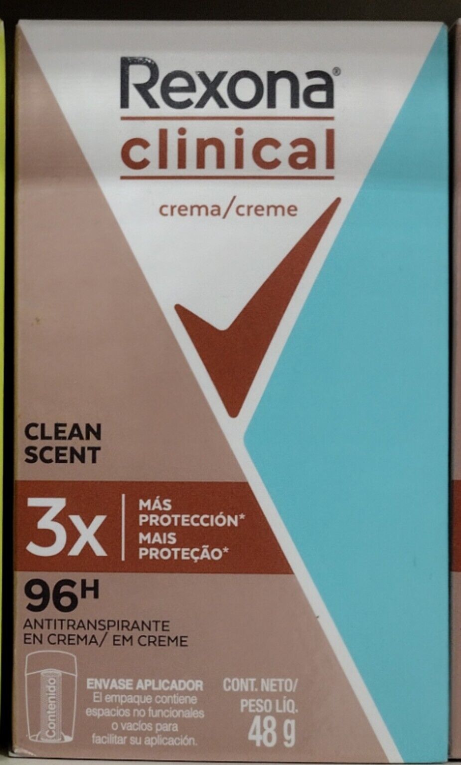 Antitranspirante en Crema Rexona CLINICAL Clean 58grms 96hrs
