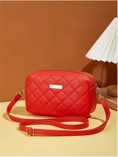 Mini Fashion Quilted Crossbody Bag Trendy PU Shoulder Bag Women's Casual Handbag