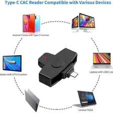 ROCKETEK Type-C Smart CAC Card Reader IC ID SIM Bank Card Adapter for Lapt
