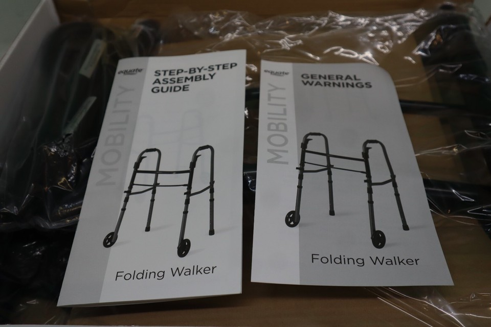 Equate Folding Walker with Wheels, Black eBay