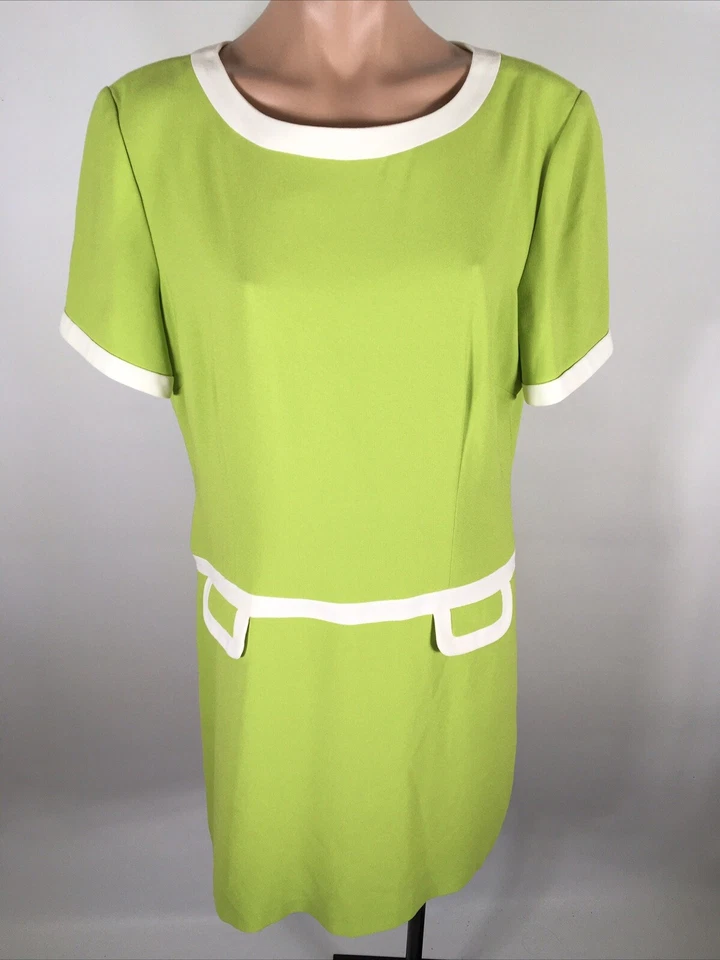 Vestido recto vintage años 60 70 NOS psicodélico Mod GOGO verde neón talla 14 años 90 hace Foto 3 de 4