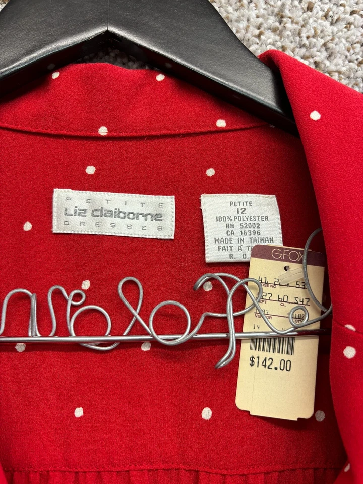 Vestido vintage Liz Claiborne rojo/blanco lunares nuevo vestido para mujer talla 12 Foto 2 de 4