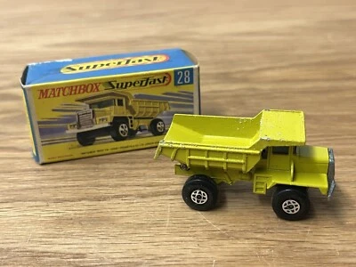 Matchbox Superfast #28 Mack Dump Truck Pea Green 1970  Solid Orig  G Box - image 1 of 4