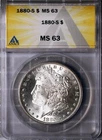 1880-S $1 Silver Morgan Dollar MS 63 ANACS # 7432856 + Bonus