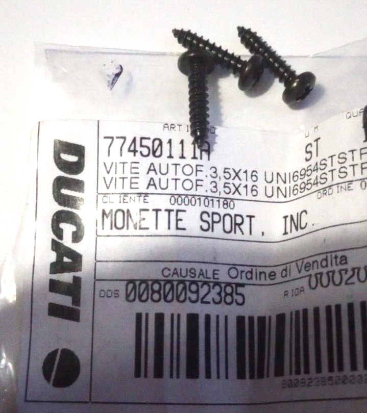 Ducati Tapping Screw 3.5X16 NOS 77450111A Qty. 3 (L-8742) | eBay