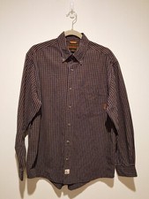 VTG TIMBERLAND BLUE PLAID 100 COTTON BUTTON LONG SLEEVE SHIRT Med fit Large