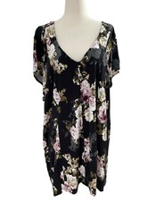 TORRID Women  s Plus Sz 3 Long Tunic Top Back Tie Floral Spring Summer Black 11