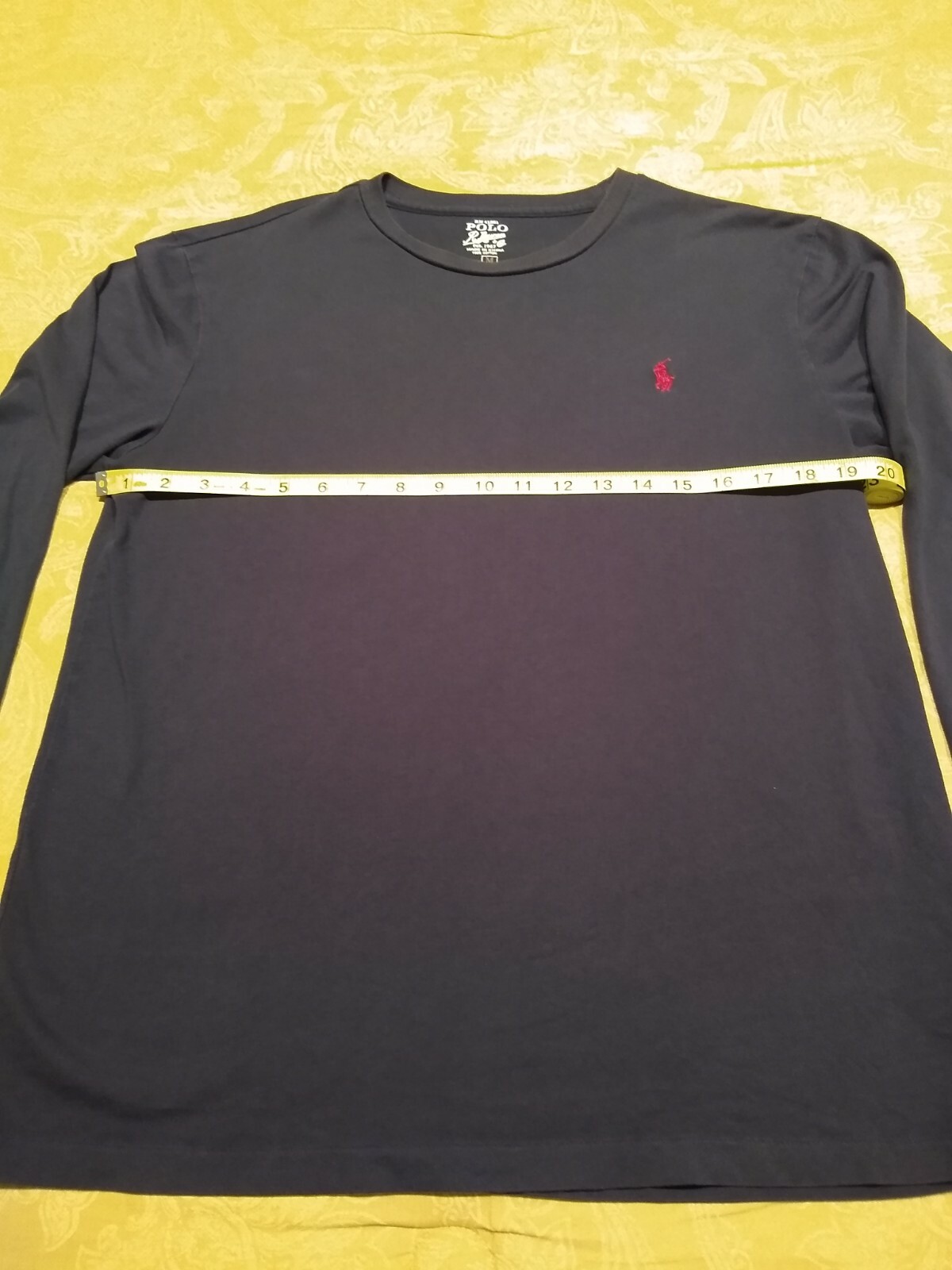 Polo Ralph Lauren T Shirt Uomo Taglia Media Morbida Manica Lunga Blu Navy Rosso Pony